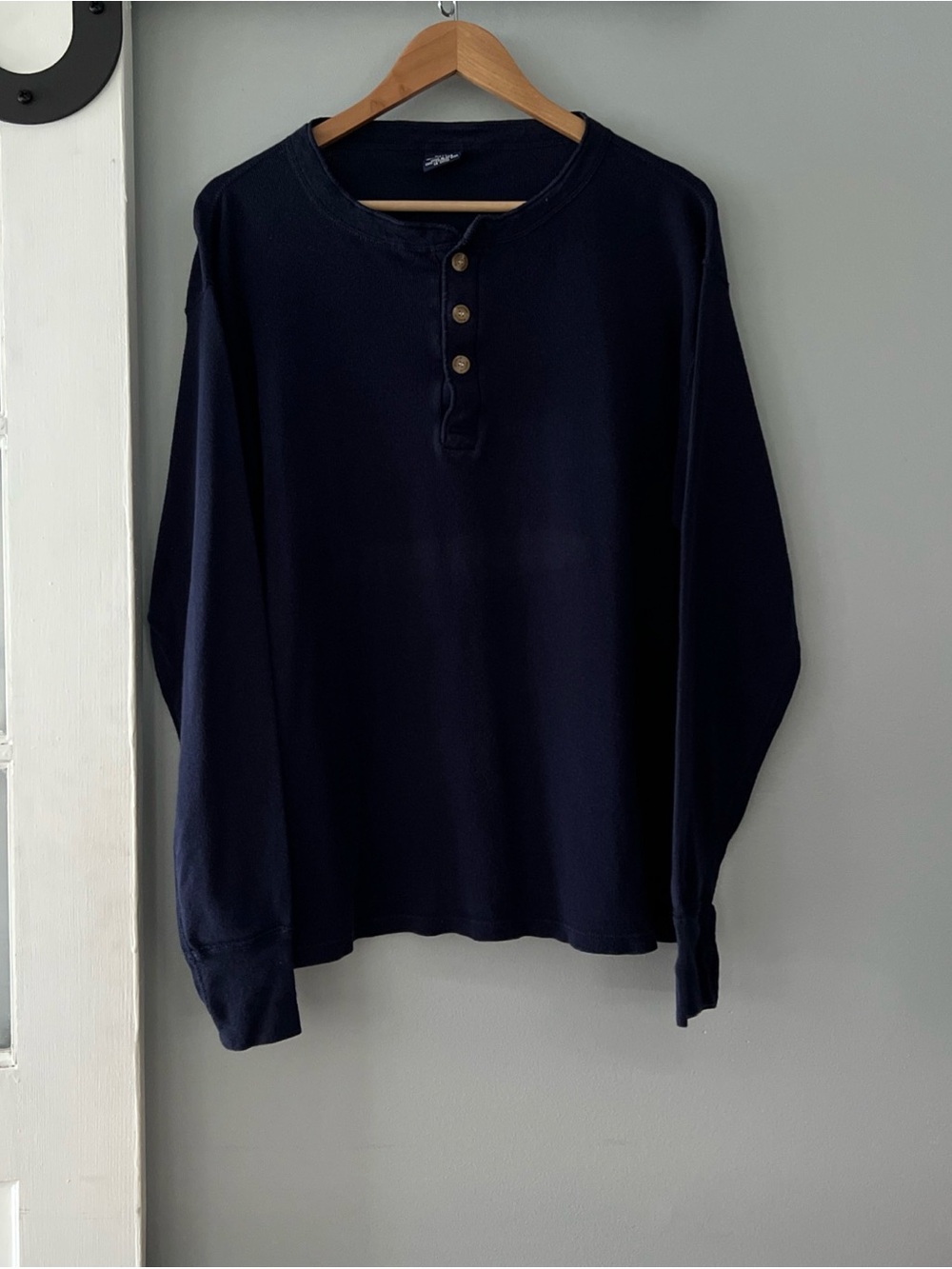 Vintage 90s Duofold Thermal Henley Shirt Men’s XL Navy 100% Cotton USA Made
